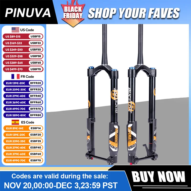 

20/26 Inch Mountain Bicycle Inverted Air Fork 140mm Travel Forks 15x150mm Thru Axle Tapered Steerer For Snow Sand Fat Tire Bike