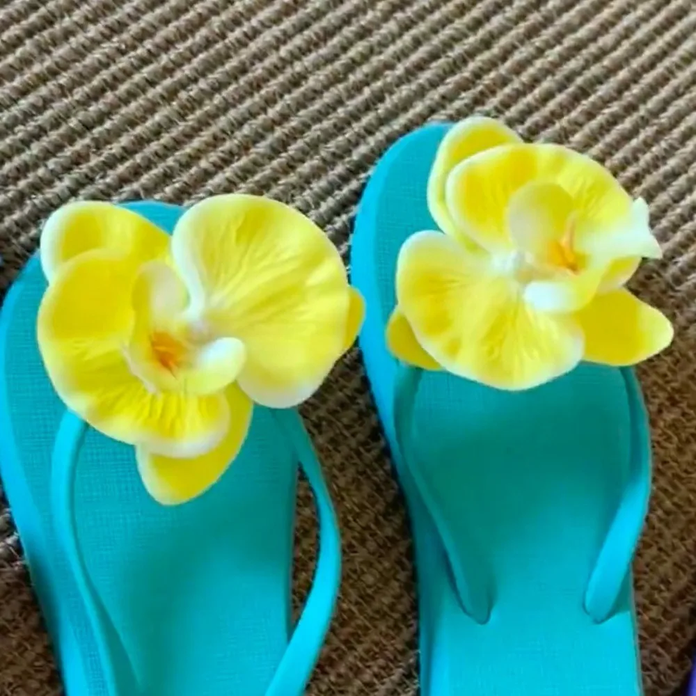 1 Pair Simulation Coloful Thai Fairy Butterfly Flower Shoe Buckles Butterfly Orchid Personalized Design Simulation Buckles Decor