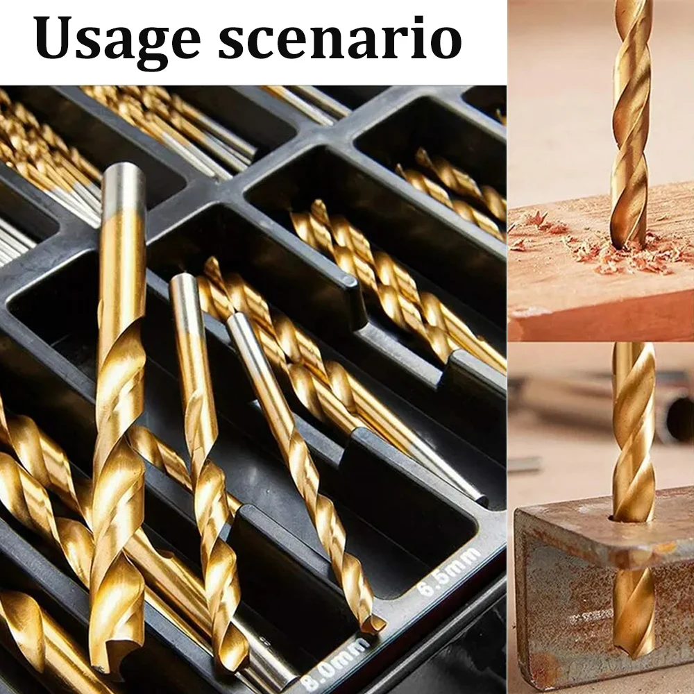 Imagem -05 - Titânio Hss Drill Bits Conjunto para Furadeira Elétrica Forma Espiral Aço Inoxidável Revestido Alta Velocidade 1.5 Mm10 mm 99 Pcs