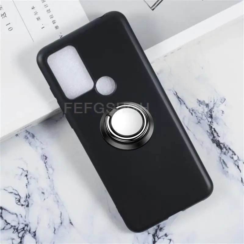 For TCL 30 SE 305 306 X668 6102H 6102D Back Ring Holder Bracket TPU Soft Silicone Phone protect Case Anti falling shell