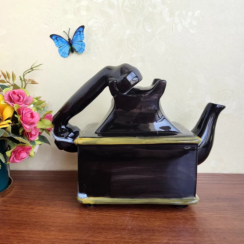 Ceramic Porcelain Figurine, Classical Telephone Teapot, Coffee Pot, Christmas Present Crafts, Room Decoration, Living Room