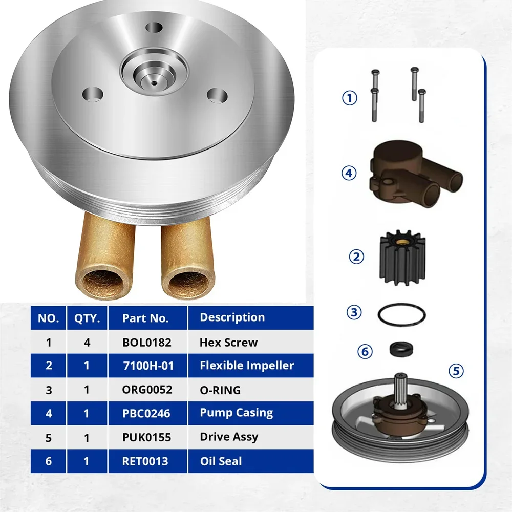 21214599/3862482 / 3812693 Kurbelmontierte Meerwasserpumpe für Volvo Penta Motoren 4.3/5.0/5.7L Bootszubehör Marine Wasserdicht – Detail 5