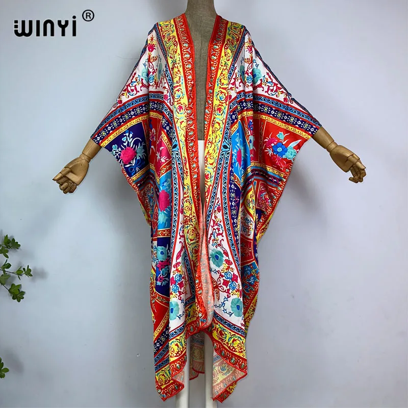 

2022 Bohemian Summer beach cover ups for women Printed Kimono For Swimming Women Traditional African Loose Kimono For Holiday