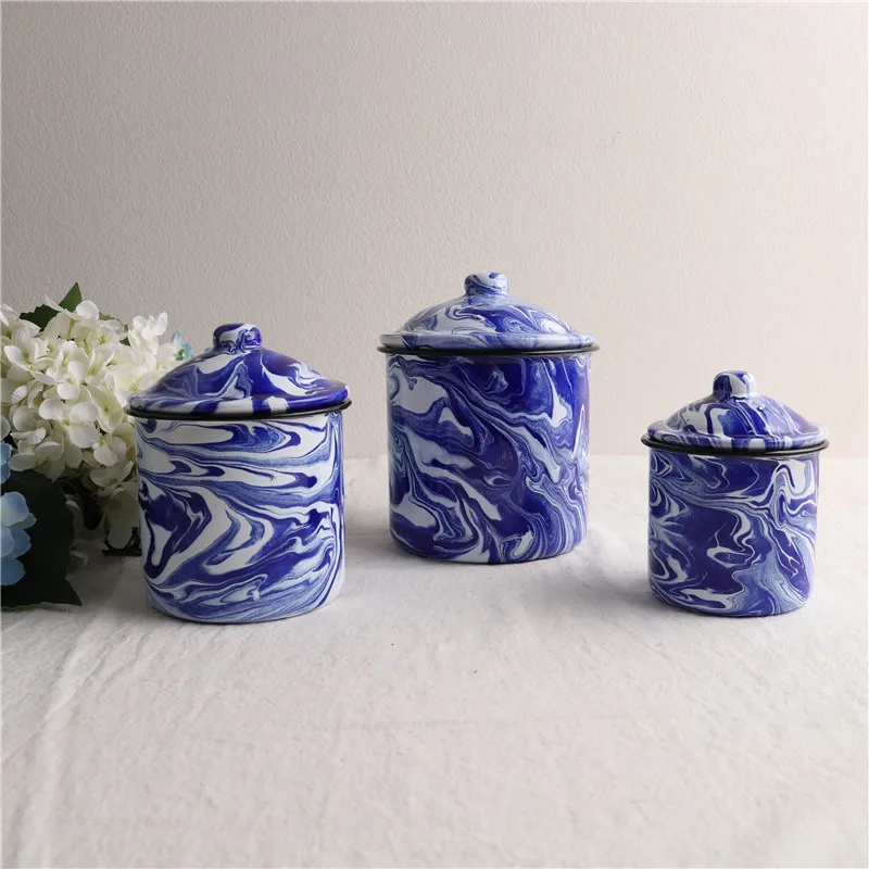 

Cobalt Swirl Enamel Storage Canister With Lid