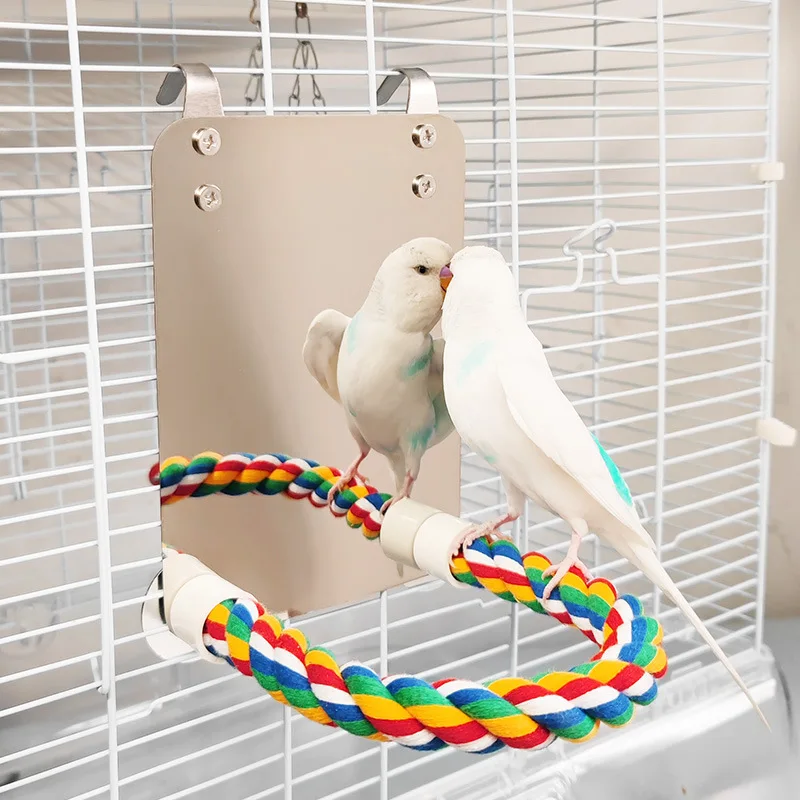 Parrot Toy Unique Portable Cotton Rope Perch Practicing Toy Hanging Stand Parrot Stand for Home Countertop Parakeet Finches