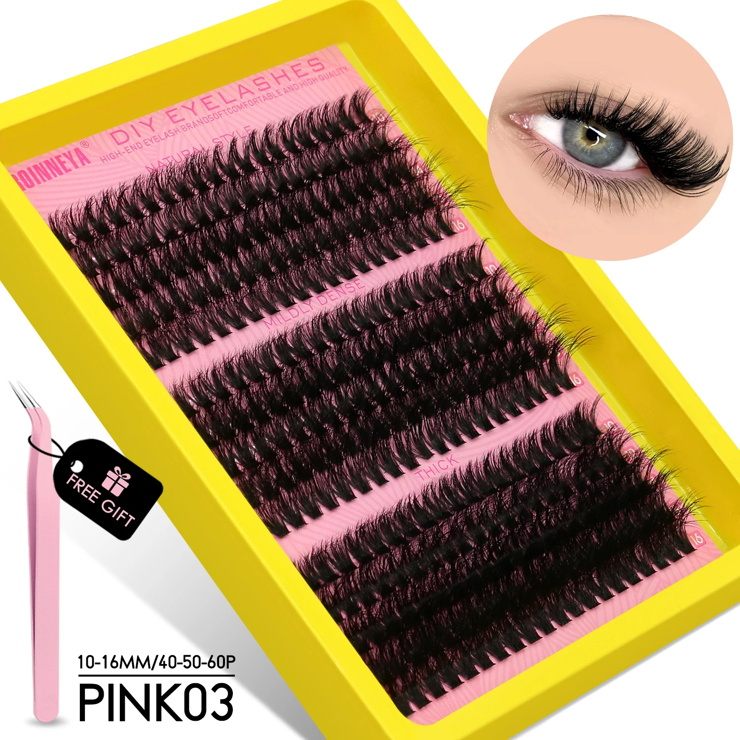 Cluster Lashes Kit, 15 Rows Mixed Volume Eyelashes