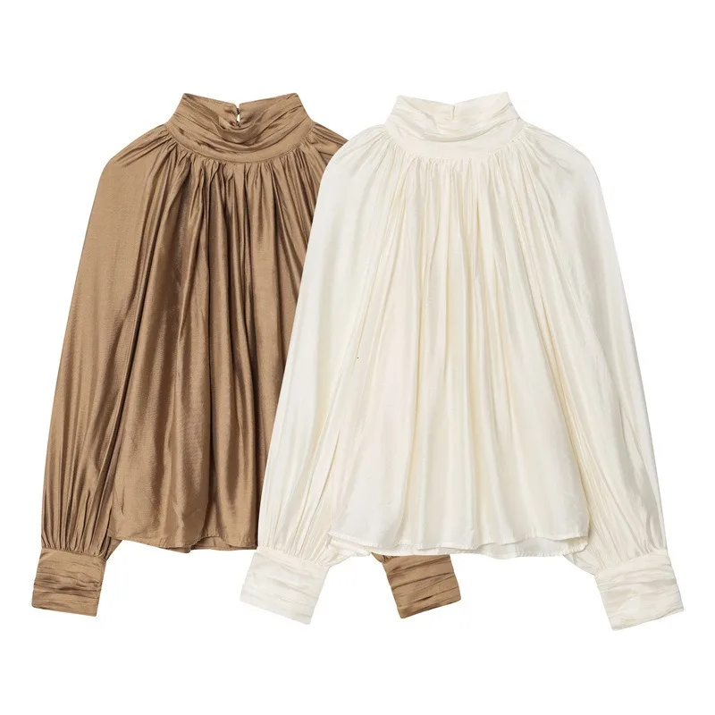 Women's Top New Fall 2025 Solid Color Long-Sleeved Draped Decorative Top Sense of Luxury Elegant Personality Fashion
