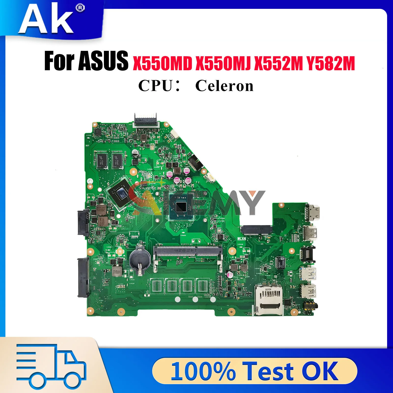 

Материнская плата для ноутбука X550MJ для ASUS VivoBook X550MD X552M X550MJ Y582M X550M с процессором Celeron, 100% тестирование, ОК, быстрая доставка
