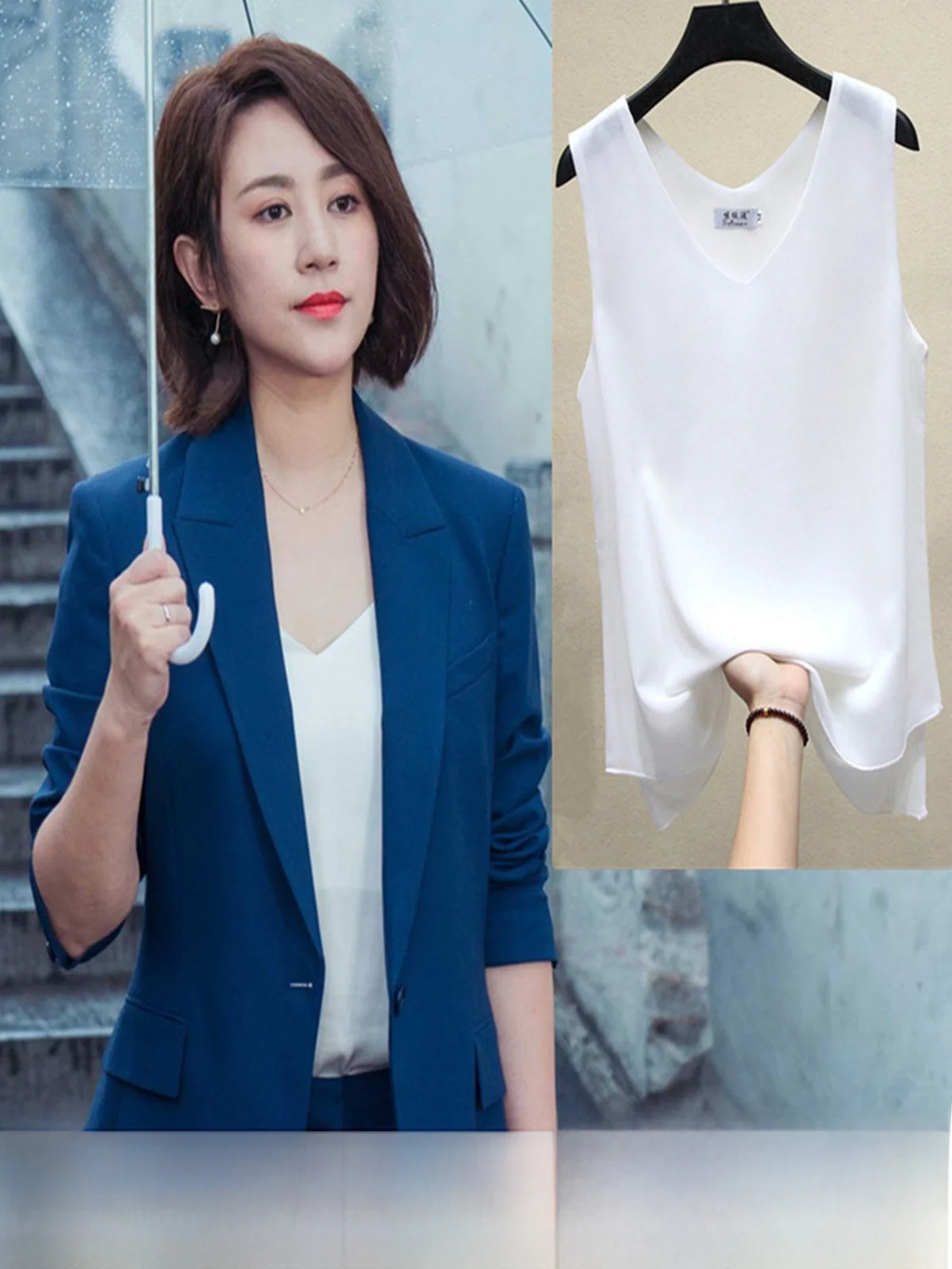 

Летняя женская футболка с V-образным вырезом, свободный шифоновый топ, базовый слой, нижняя одежда, верхняя одежда, жилет, большие размеры, полиэстер