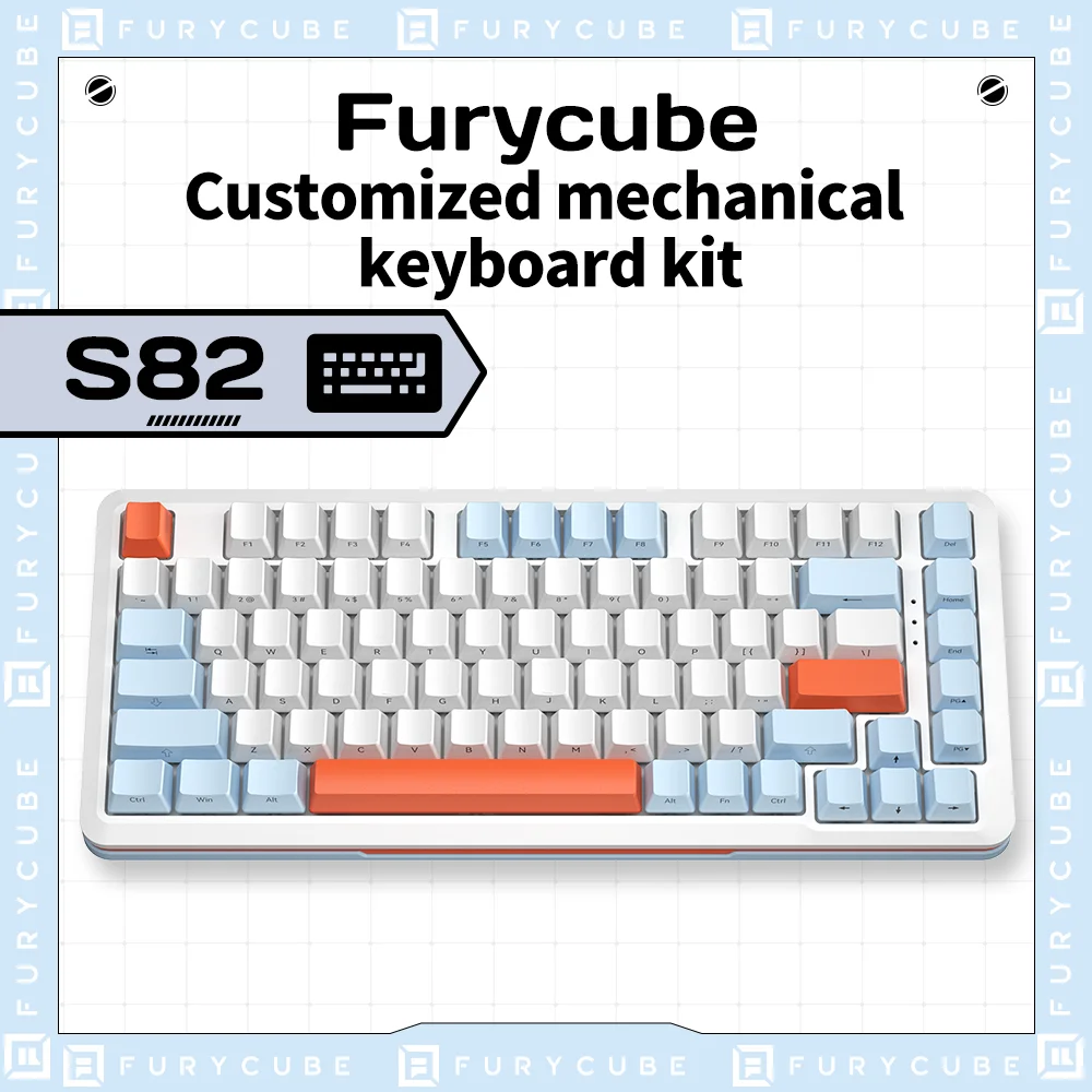 

FURYCUBE S82 Gasket Structure Wired Gaming Mechanical Keyboard Customized 75% Layout Side-engraving PBT Keycaps Hot Swappable