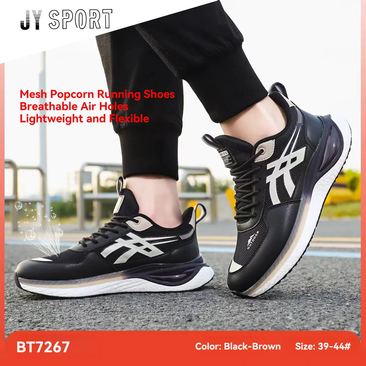 

Men Shoes Breathable Mesh Casual Men's Sneakers with Popcorn Midsole 2024 New Outdoor Lightweight Rebound Sneakers for Man