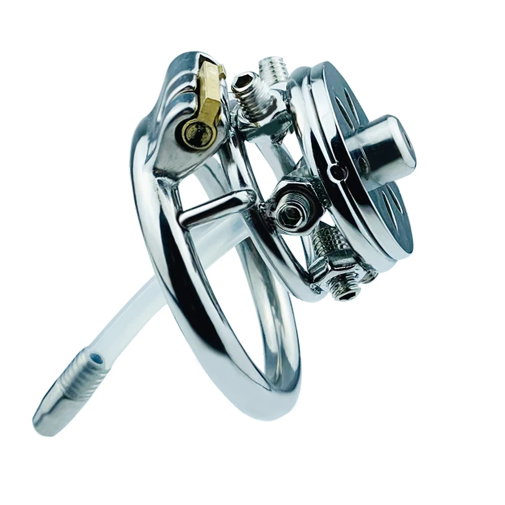 FRKO CBT Inverted Chastity Cage with Silicone Urethral Catheter Lock Penis Rings Rivet Stimulation BDSM Fetish Sex Toys For Men