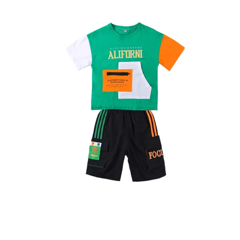 2024 summer Teenager Boys Clothes Casual Outfit Kids Tracksuit Child t shirt + shorts hot pant 4 5 6 7 8 9 10 12 11 13 14 Year