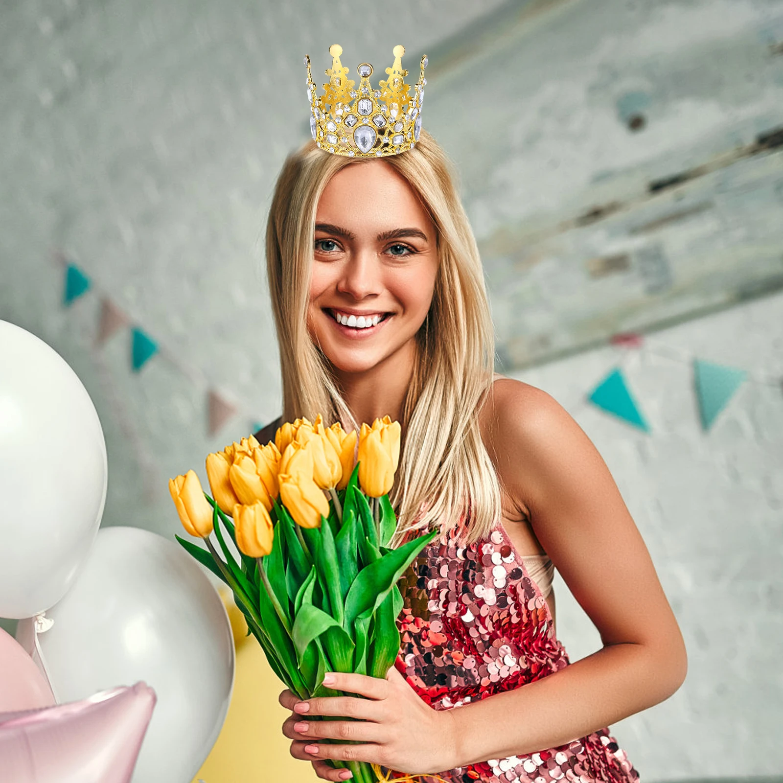 

2 Pcs Birthday Crown for Cake Toppers Mini Golden Party Decorations Children's Celebration Accessories Cake Decoration