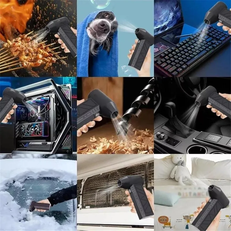 Mini turbo jato recarregável, espanador de ar elétrico, velocidade do vento ajustável, turbo violento, com luz, ferramentas de limpeza de carro