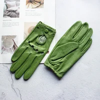 Summer Driving Leather Gloves Women's Thin Sheepskin Unlined Fashionable Hollowed Out All Finger Motorcycle Riding Gloves - Image 4