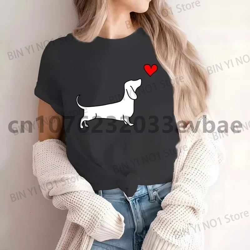

Dachshund Teckel Cute Dog Men Women's Casual Printing Ladies Clothes High-fashioned Short-sleeved T-shirt Women's Shirt