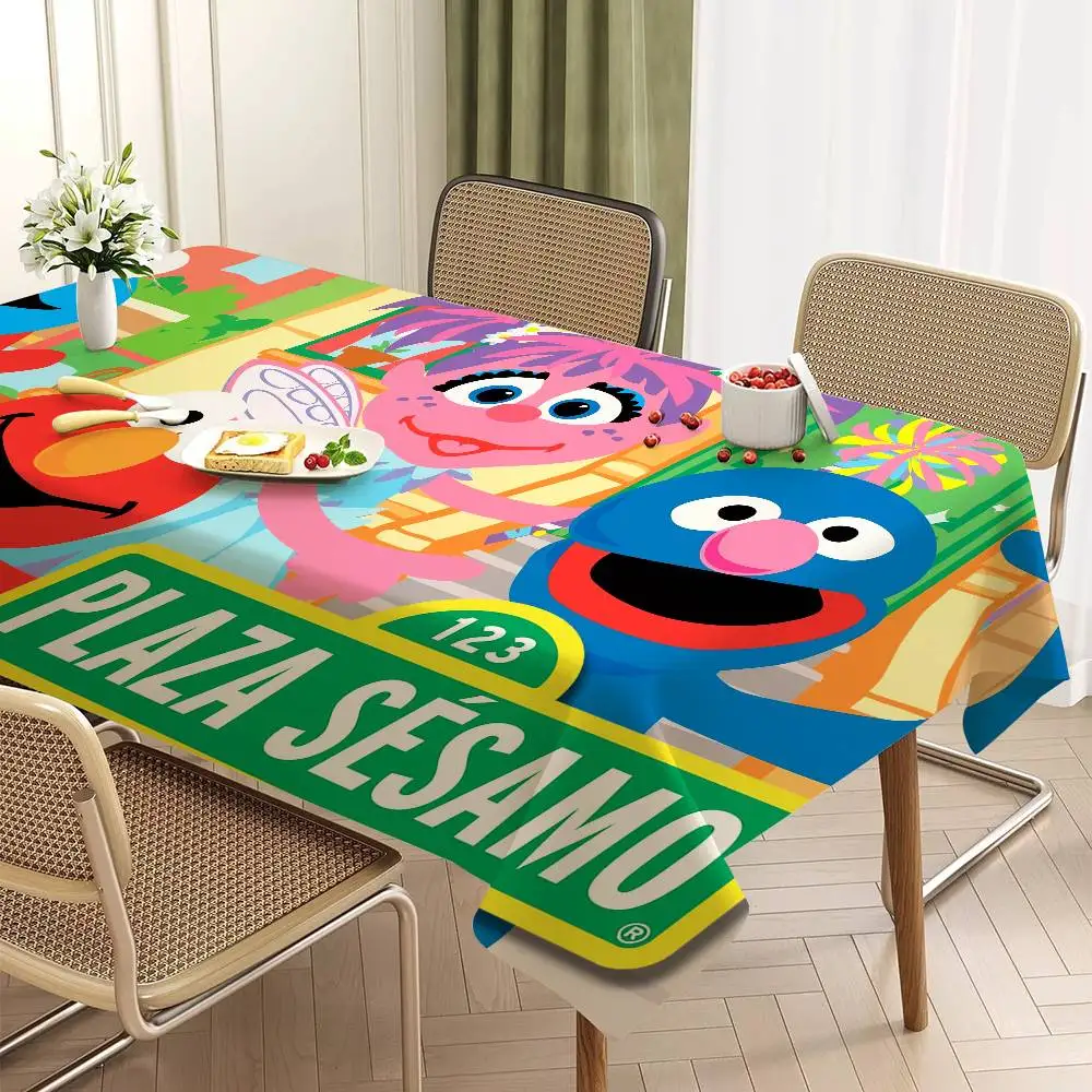 Sesame Street Cartoon Rectangle Tablecloth Table Decor Reusable