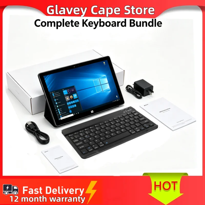 10.1인치 윈도우 10 태블릿 PC, Z8300 CPU, 2GB DDR RAM, 32GB ROM, 1280 x 800 해상도, IPS 디스플레이, HDMI 호환, 듀얼 카메라.