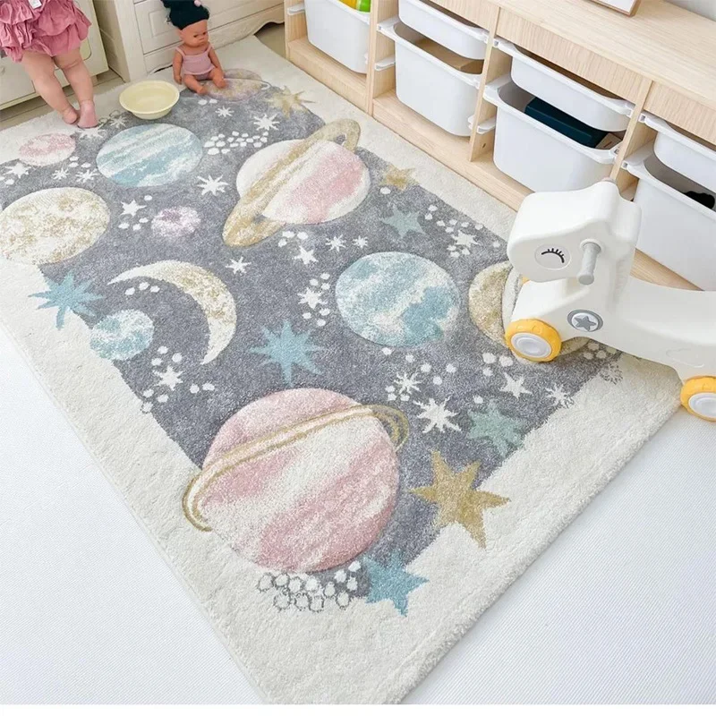 

Cartoon imitation cashmere carpet, kindergarten reading area, cold and warm crawling blanket, children's room non-slip