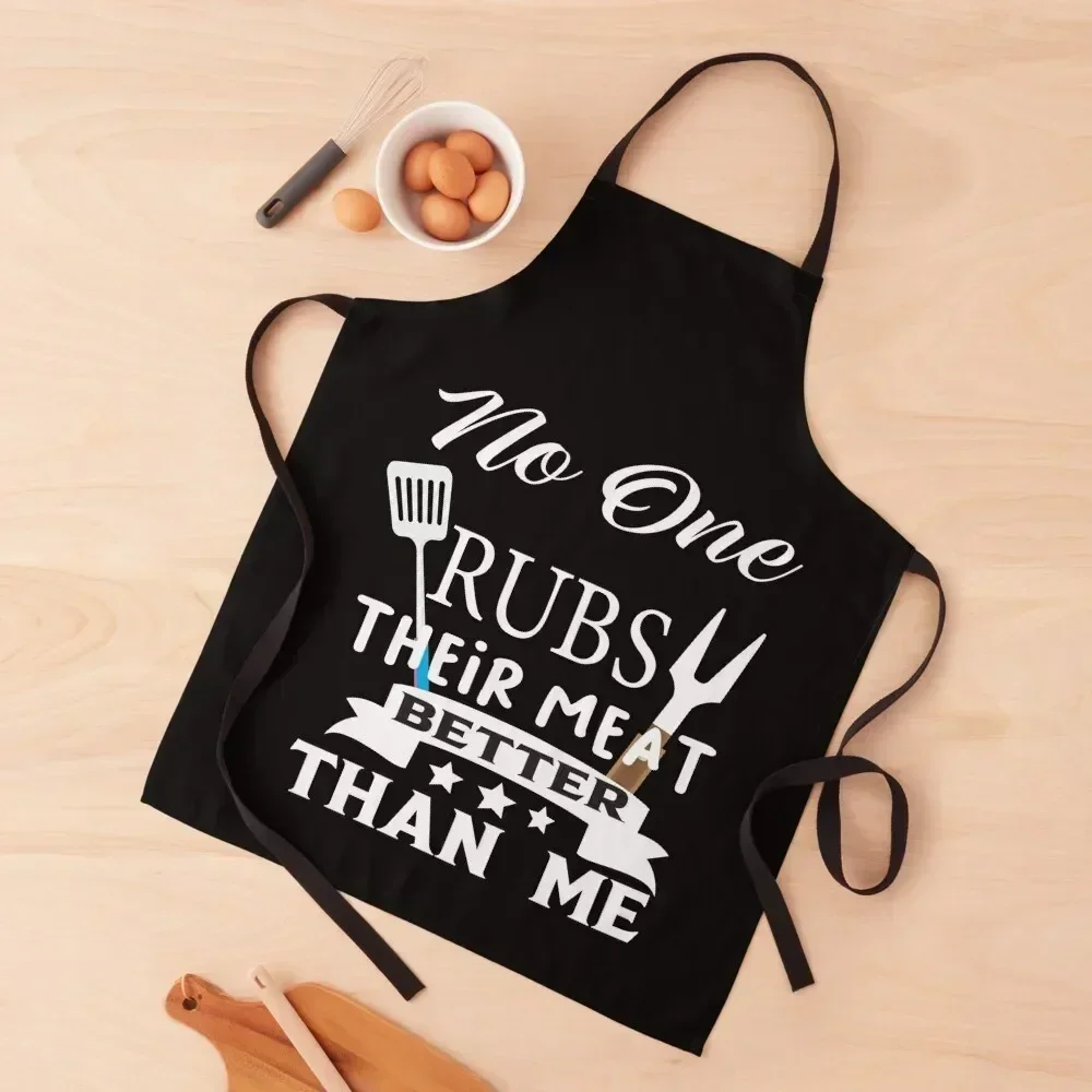 

no one rubs their meat better than me Apron Salon Kitchen Handle For Women barber men waiter Apron