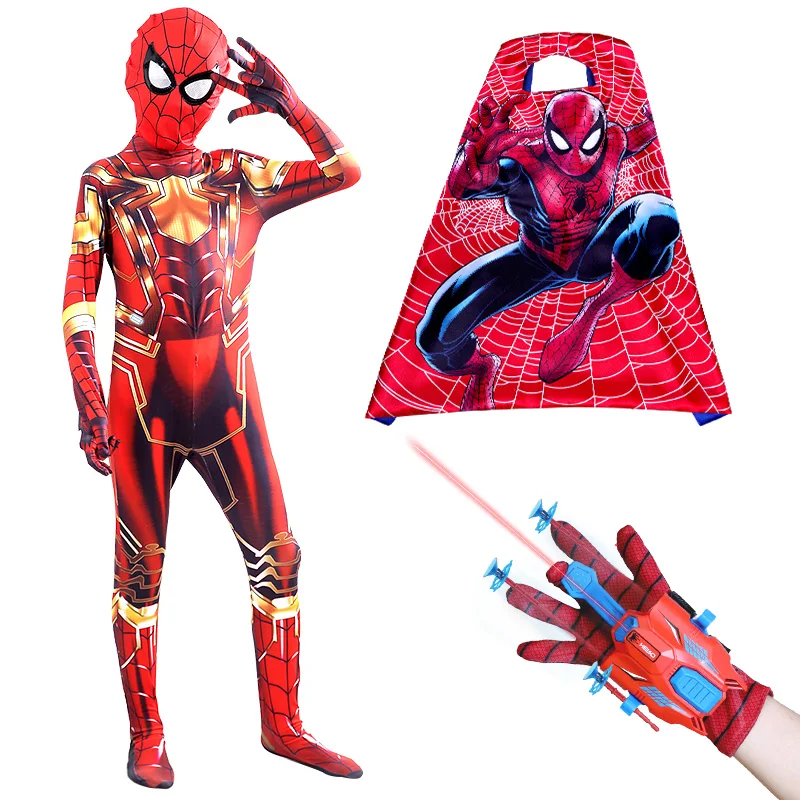 Marvel Spider Man cosplay costume for boys and girls Miles Morales superhero Halloween jumpsuit, cloak