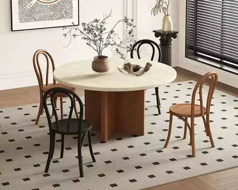 

Антикварный обеденный стол из натурального травертина, круглый обеденный стол из массива дерева для ресторана