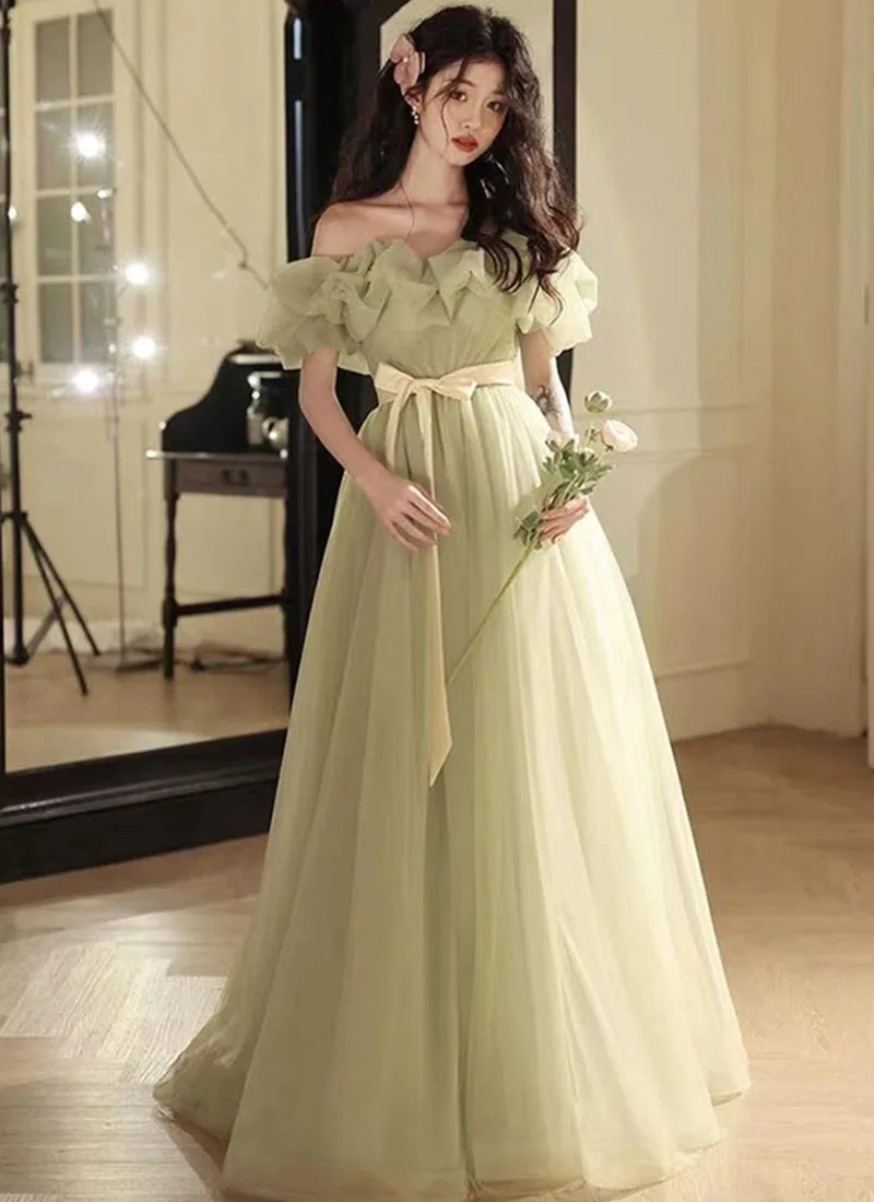 New Luxurious Dreamy Green Fantasy Princess Evening Gown For The Enchanting Prom Dresses