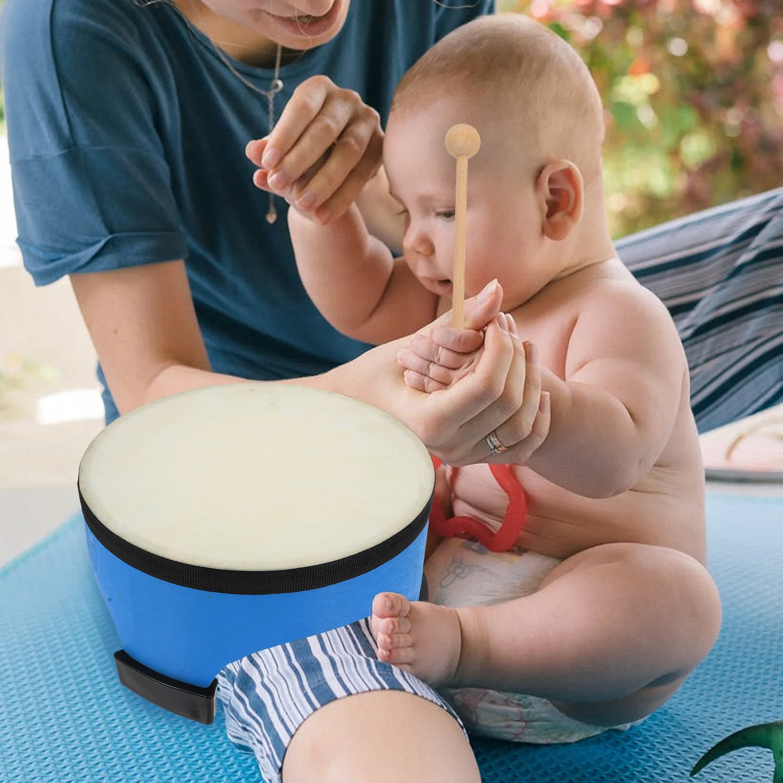 1 مجموعة طبلة أرضية من جلد الغنم للتعلم المبكر أداة عزف موسيقى طبل قرع تعليمي