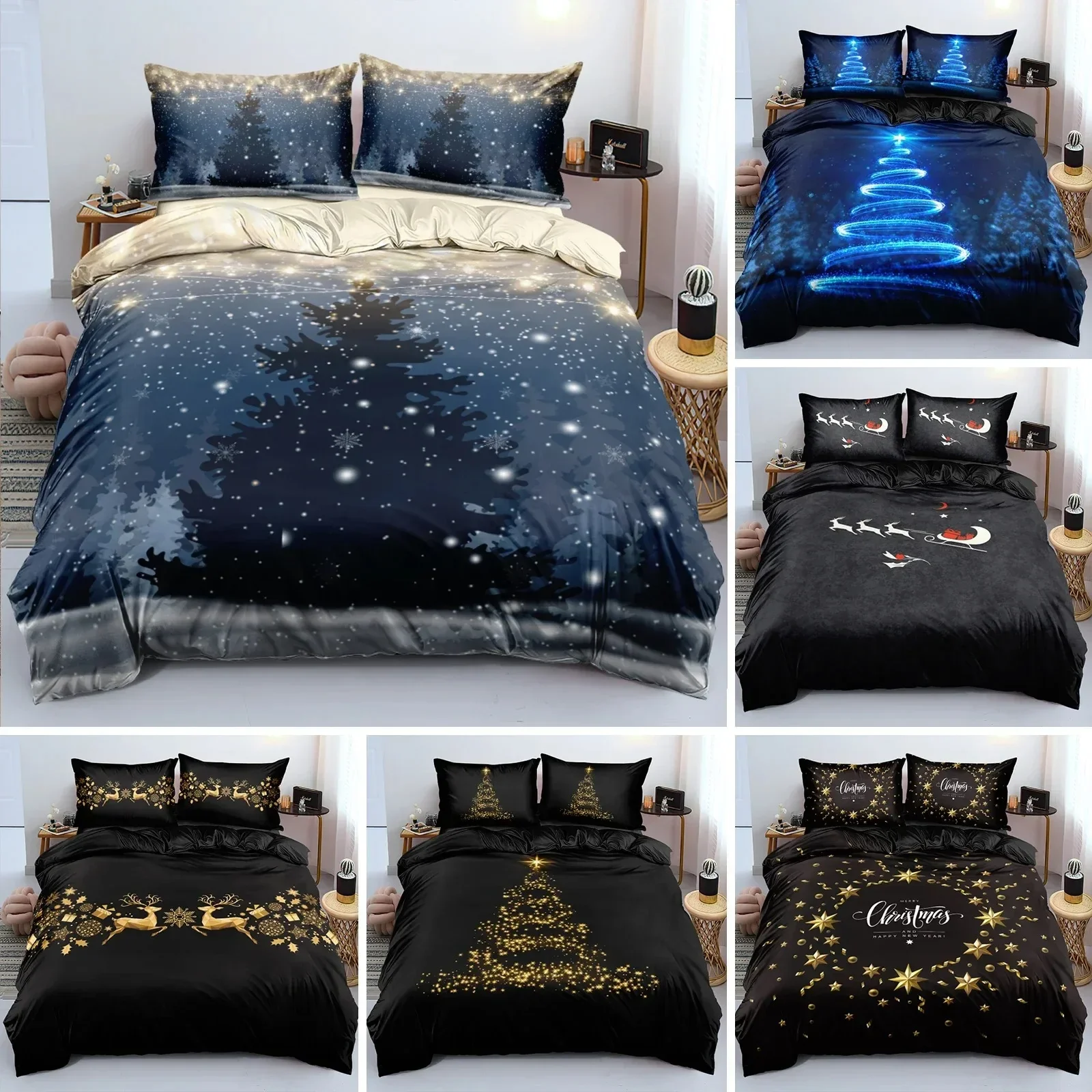 

Christmas Tree Star Bedding Set Duvet Cover Bedroom Comforter Covers Single Twin King Size Quilt Cover Home Textile
