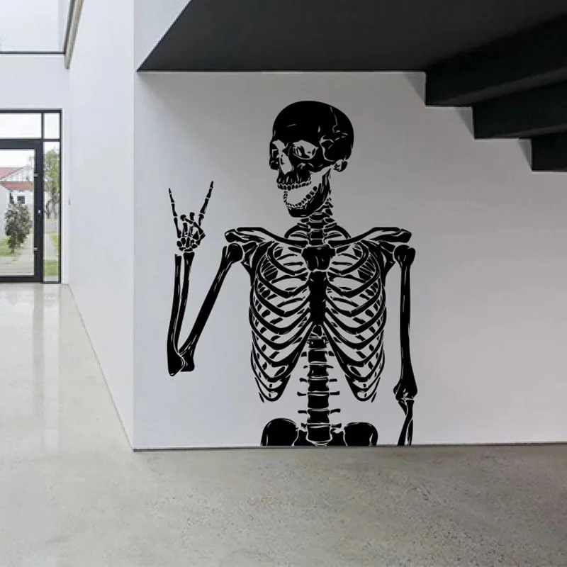 Skeleton Wall Decor Human Skull Bones Home Art Halloween Party Decoration Sticker Interior Design Removable Mural Wallpaper G084