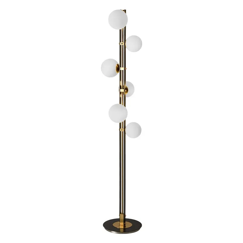 Modern simple living room floor lamp multi-head model room bedroom creative designer all-copper lamp sofa lamp glass