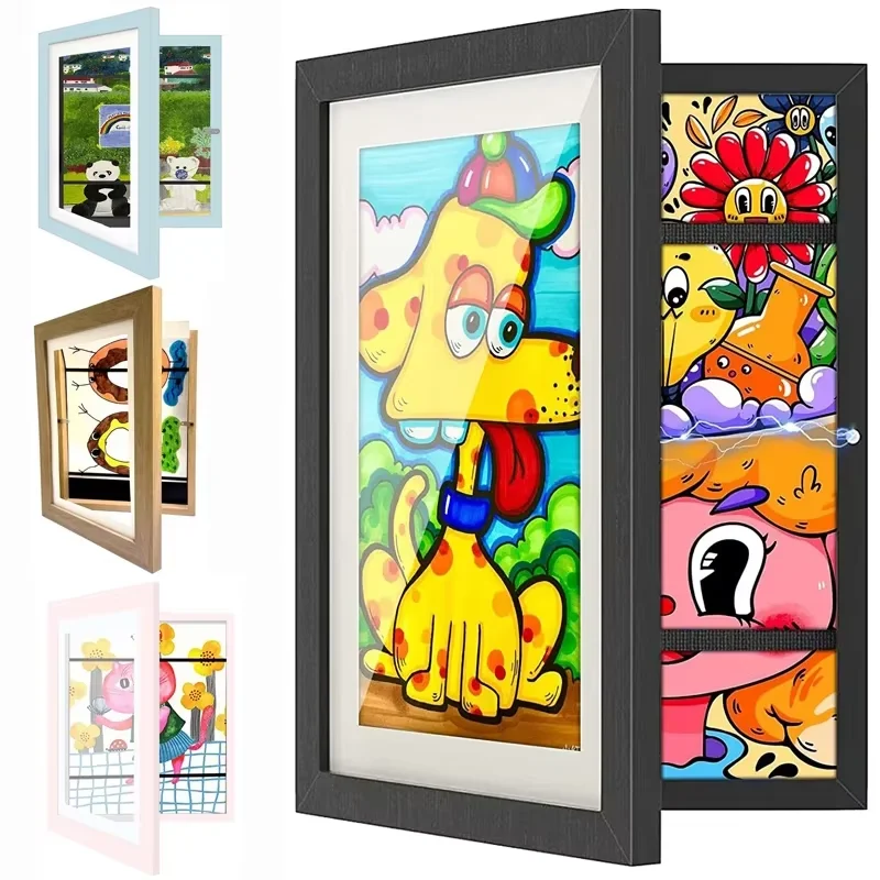 Children Drawing Frame A6 Wooden poster frame for walls Children's Art frame Changeable Kids Pictures Display Frames Home Decor