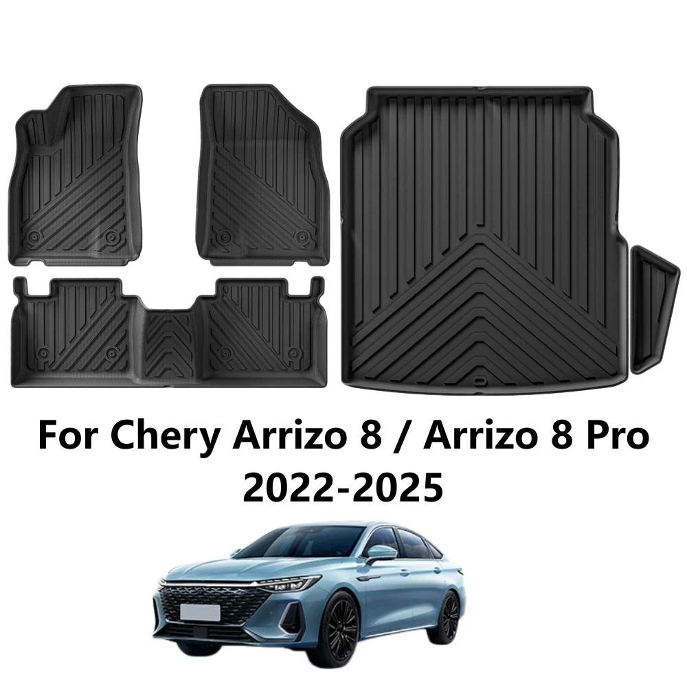Für Chery Arrizo 8/Arrizo 8 Pro 2022-2025 TPE-Fußmatten Kofferraummatte Allwetter-Wasserdichte Fußmatten Komplettset Laderaumauskleidung LHD – Detail 1