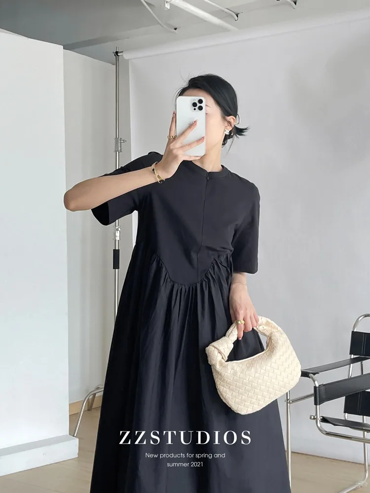 

Plus Size plus Size Dragon Fruit Colored A-Line T-irt Dr Casual Patchwork Loose Slimming Women's Summer Faion High Waist Zipper