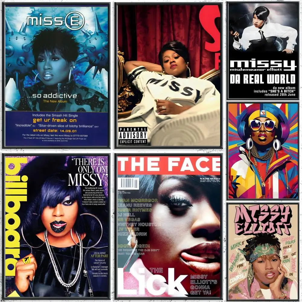 Póster Hip Pop M-Missy Elliott, arte de pared estético impermeable de primera calidad, diseñado para sala de estar, dormitorio, Bar, decoración del hogar
