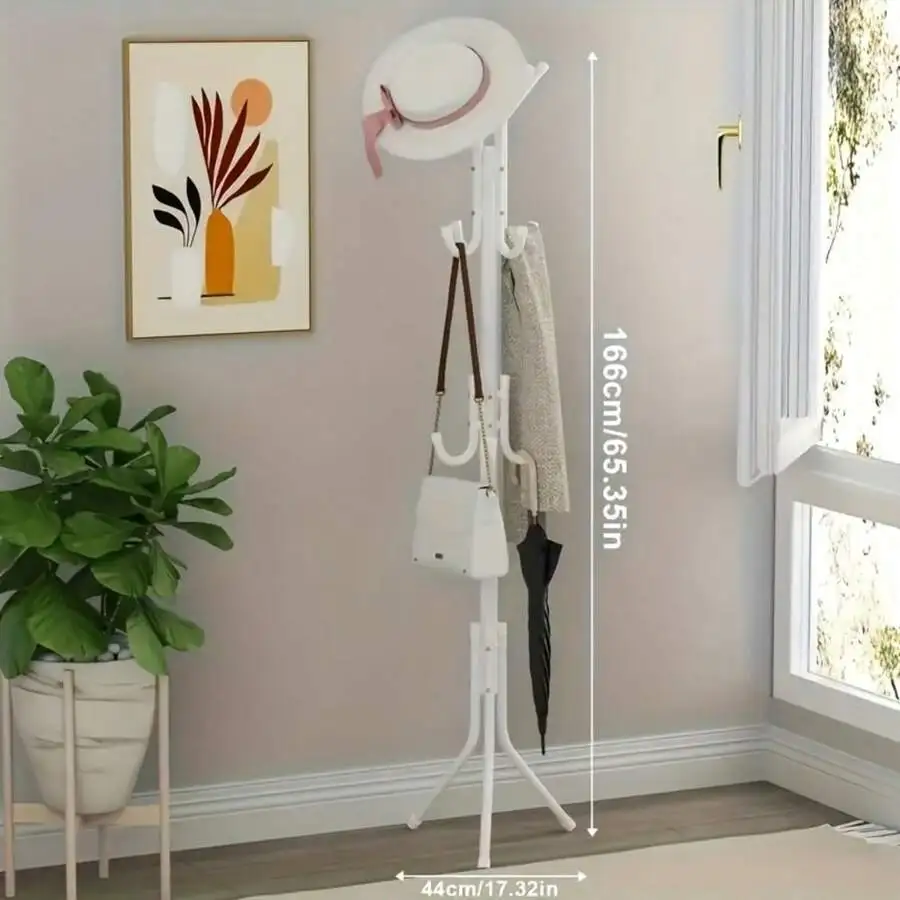 [Metal Coat Rack] 12-Hook Black Vertical Post Coat Rack, Easy To Assemble Multi-Purpose, Thick Metal Material Metal Tube, Suitab