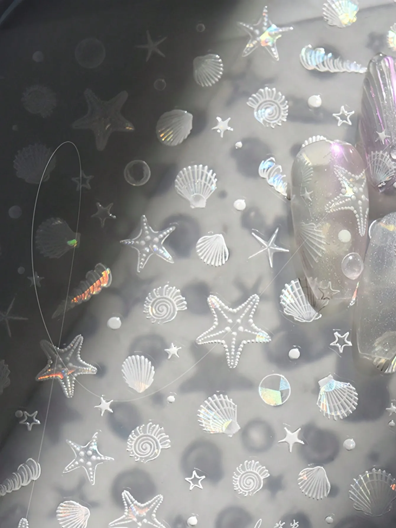 

5D Nail Sticker Nail Sticker Shell 5D Manicure Stick Thin Transparent Back Glue Nail Stick Nail Accessories