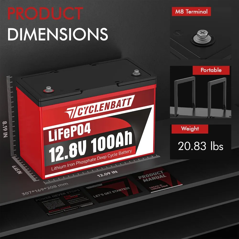 12V 100Ah LiFePO4 Battery Group27 Size with Low-Temp Protection