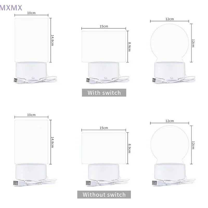 1 PC 3D Night Light DIY Writing Board Acrylic Intelligent White Base With Handwriting Pen Message Board Creative Gift Transparen