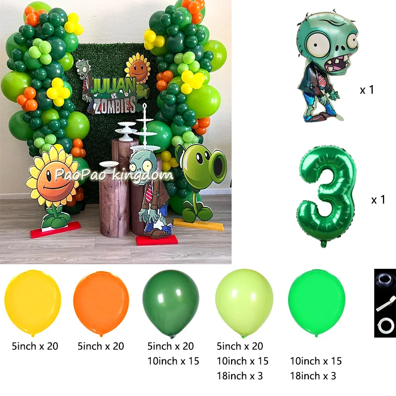 Plants Vs. Z-Zombies Balloons Cartoon Game Balloon Arch Kit Number 1-9th Children Birthday Party Decors Toy Kids Supplies