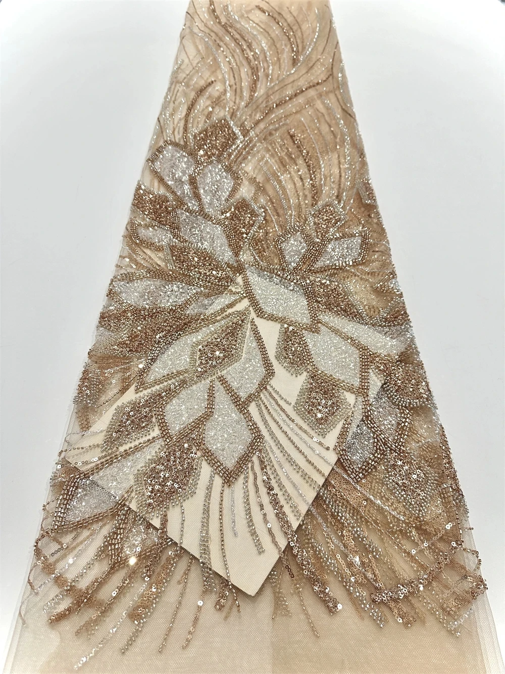 

African Nigerian French High Quality 2025 Hot Sale Beaded Lace Fabric With Sequins Bride Nigerian Party Wedding Embroiderg Dress