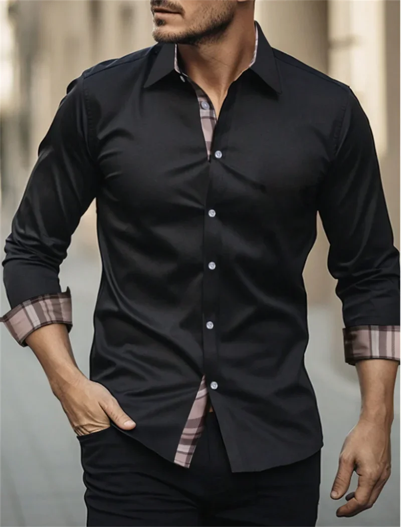 

Camisas informales para hombre, traje con solapa de Color degradado, botones y bolsillos, Tops de talla grande, 2024