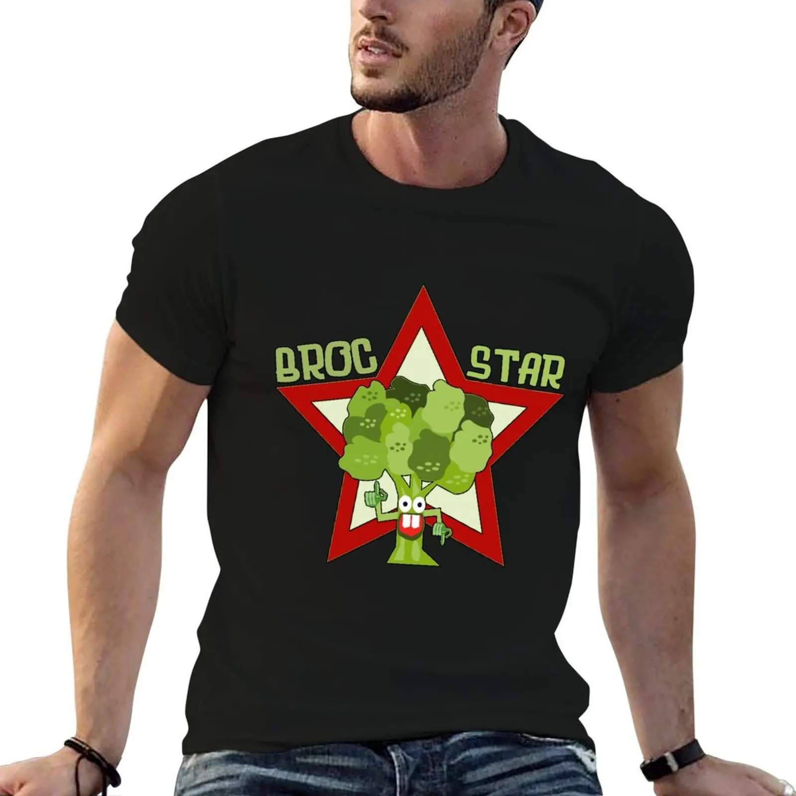 

Funny Vegan Cartoon - Broc Star T-Shirt t shirt man casual funny t shirts man T-Shirt