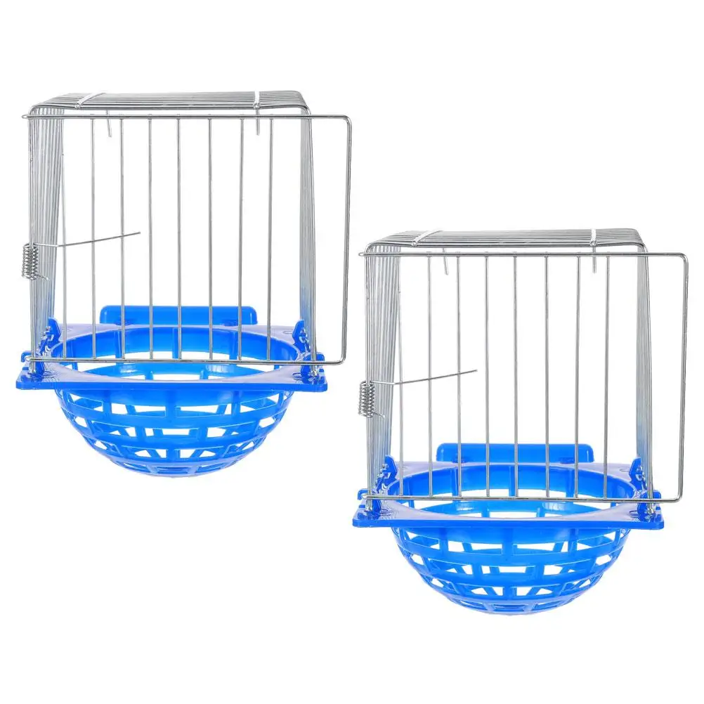 

2Pcs Bird Hatching Plastic Cage Finch Nesting Box Outdoor House Basin Sturdy Iron Wire Construction Lightweight Portable Well