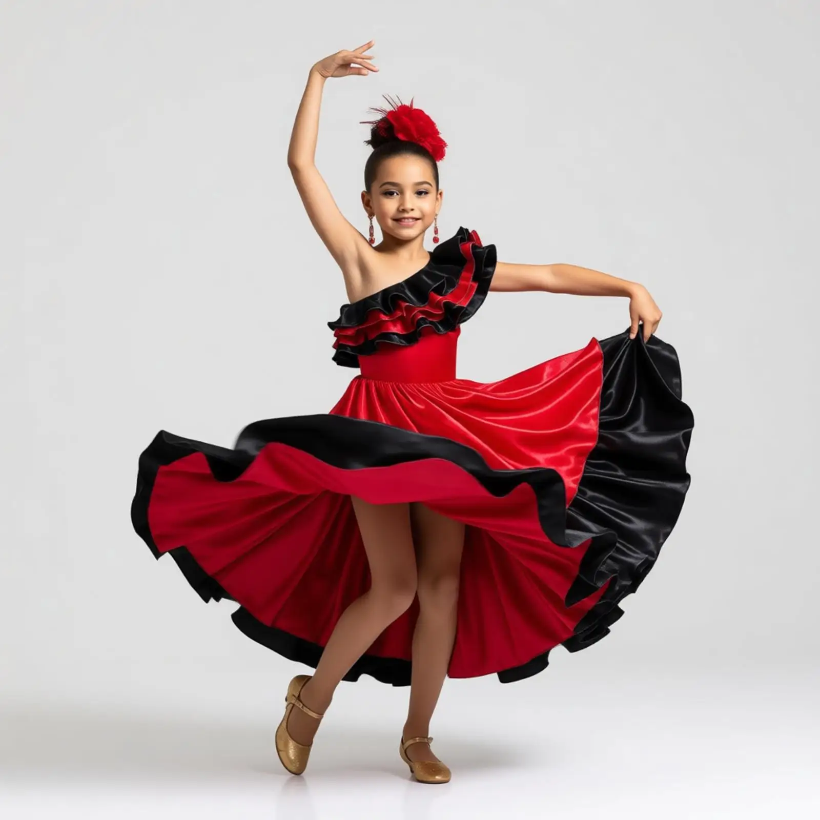 Flamenco Dance Dress Halloween Carnival Party Ethnic-style Cosplay Brazilian Dancer Contrast Ruffled Performance Dance Dress