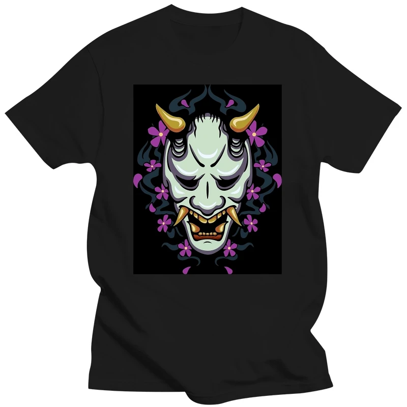 Oni T Shirt Hannya Mask T-Shirt 5x Short Sleeve Tee Shirt Cute Cotton Beach Men Print Tshirt Hip Hop Harajuku Streetwear