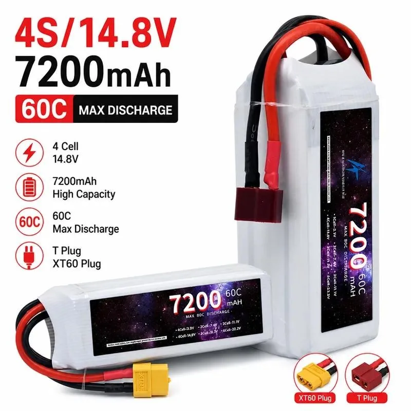 for 4S 14.8V 7200mAh High Rate Rechargeable Lithium Battery for Remote Control Drone Helicopter Model Aircraft Vehicle Ship