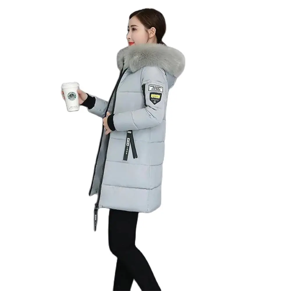 Winter Jacket 2024 Korean Women Parka Big Fur Collar Hooded Thick Warm Long Female Coat Casual Outwear Down Cotton Jacket Parkas