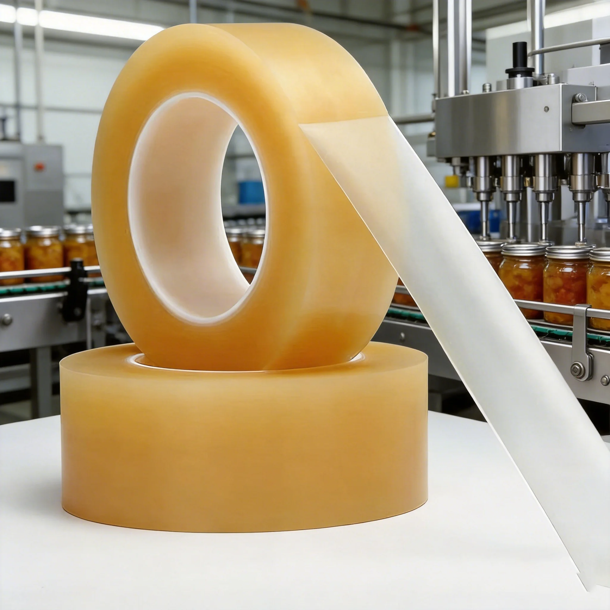 5 Pack Food Grade Sealing Tape 50mm x 66m Strong Adhesive Tape for Container Bottle Jar Sealing Waterproof Packaging